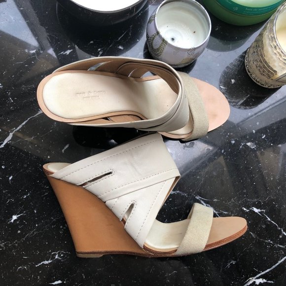 RAG & BONE Leather and Canvas Wedge Sandals - Picture 1 of 5